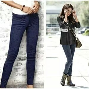 Cabi 3195 Womens Floral Lace Print Stretch Skinny Jeans Pants Denim Size 6